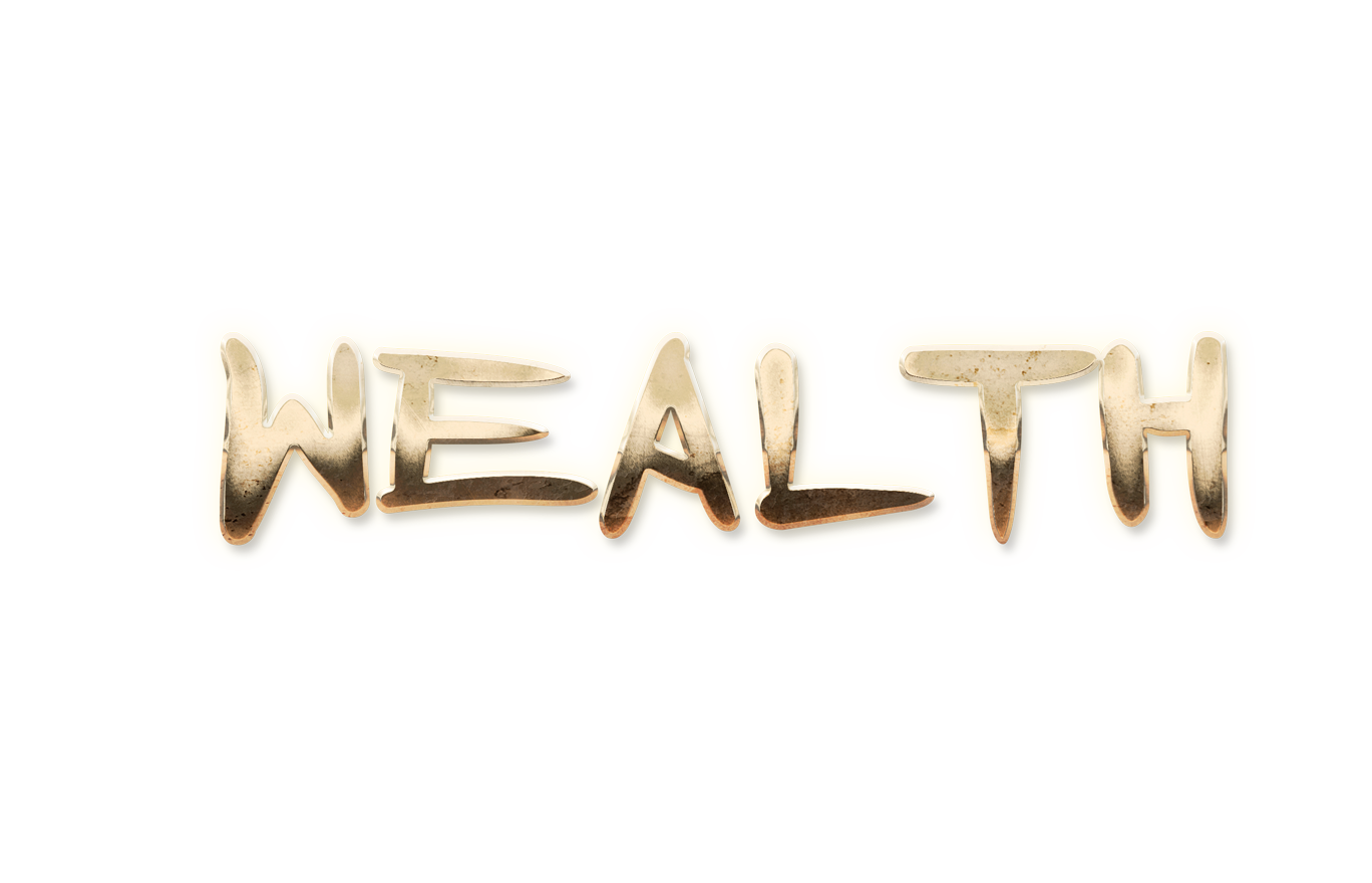 WORD WEALTH gold text effects art typography PNG images free